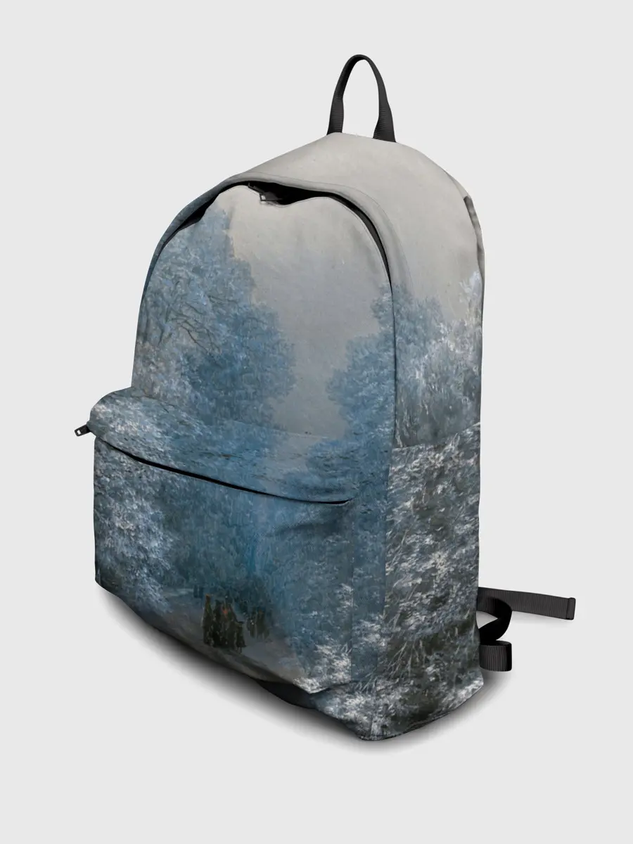 Рюкзак джинсовый / Зимний пейзаж картина маслом