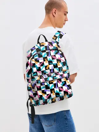 Рюкзак джинсовый / Разноцветные Шахматные Фигуры