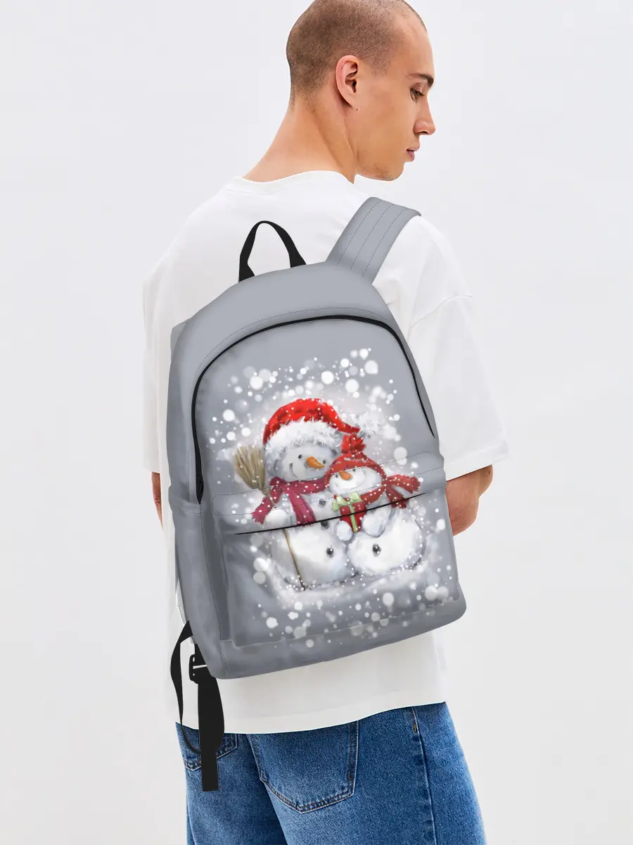 Рюкзак джинсовый / Два снеговика