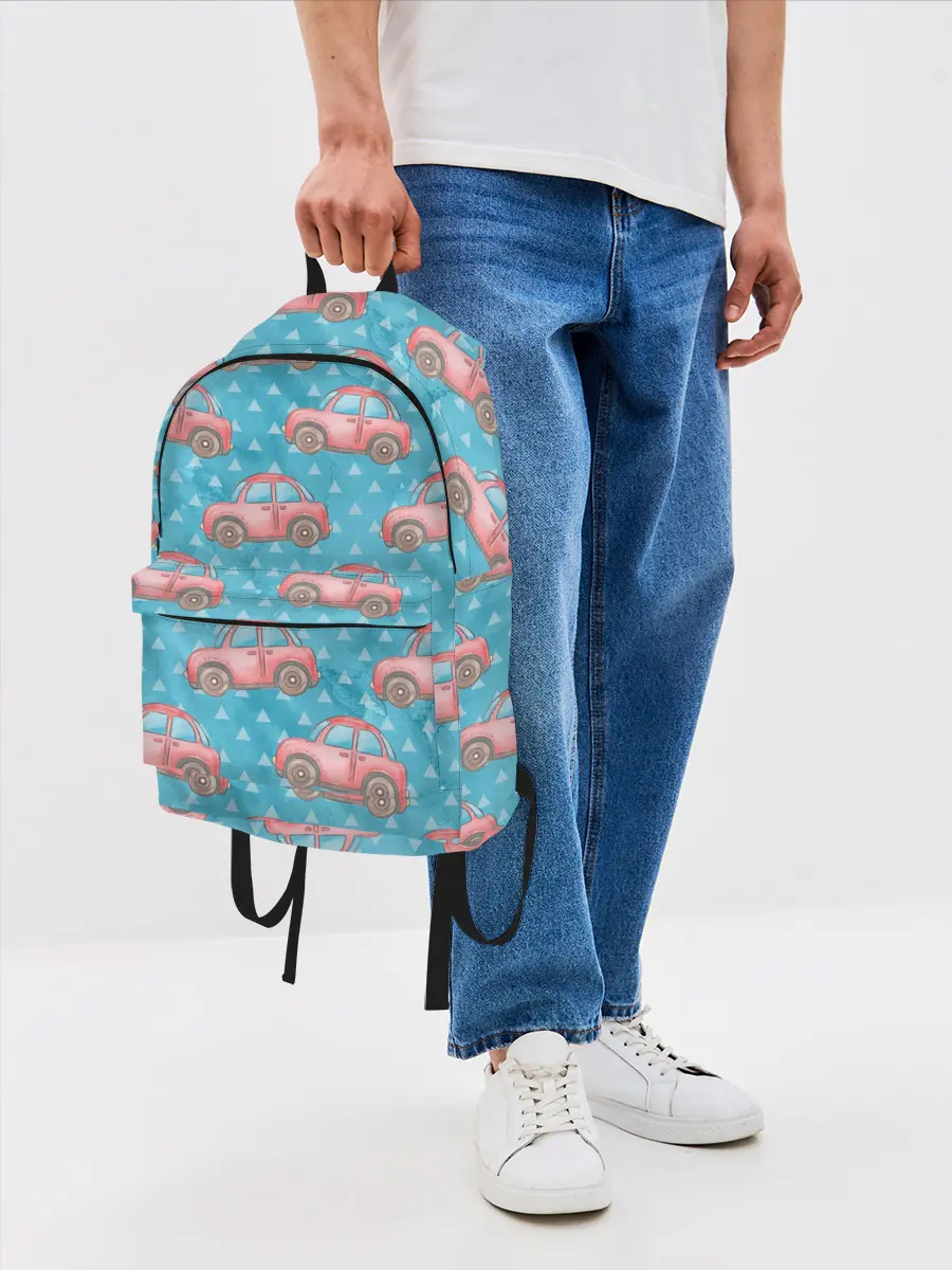 Рюкзак джинсовый / Машинки детский рисунок