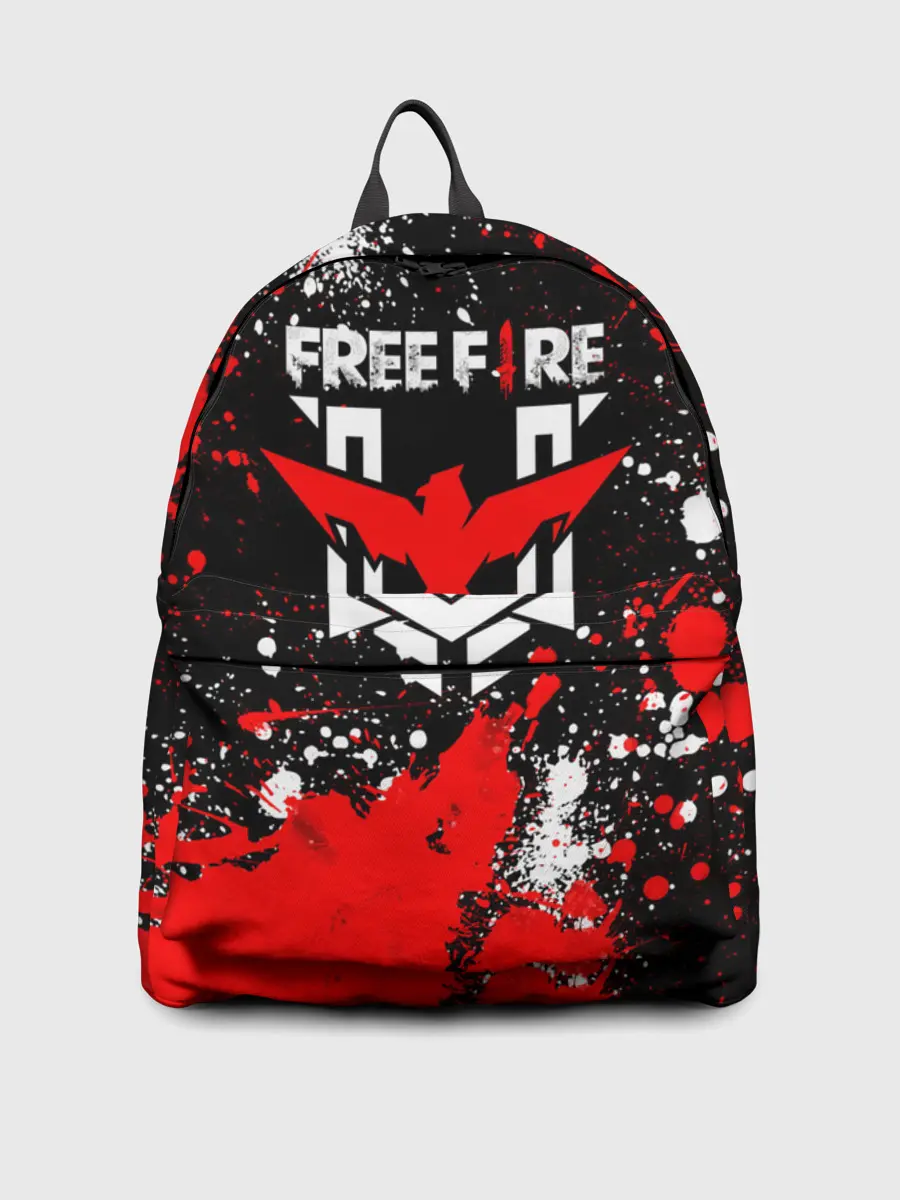 Рюкзак джинсовый / Free Fire: Брызги и капли красок.