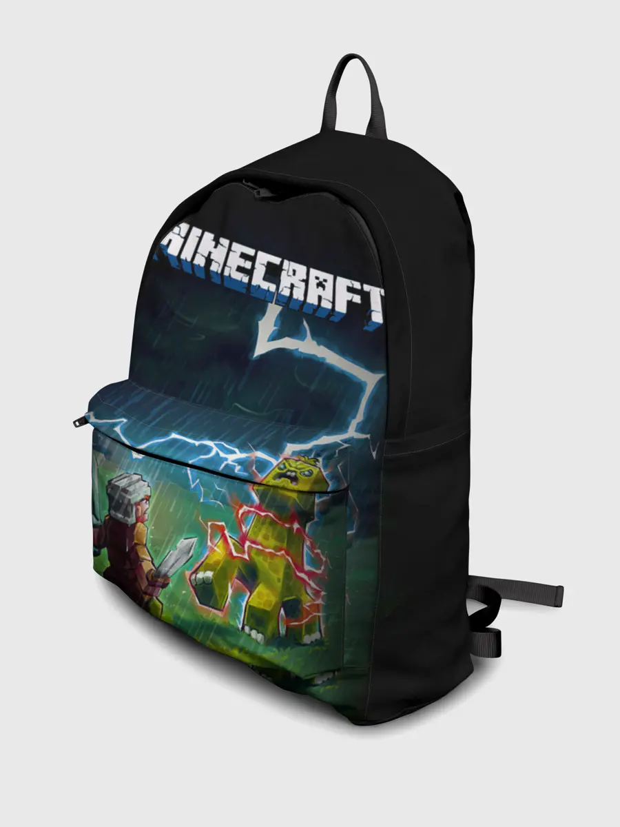 Рюкзак джинсовый / Бой Стива с Крипером под ударом молнии