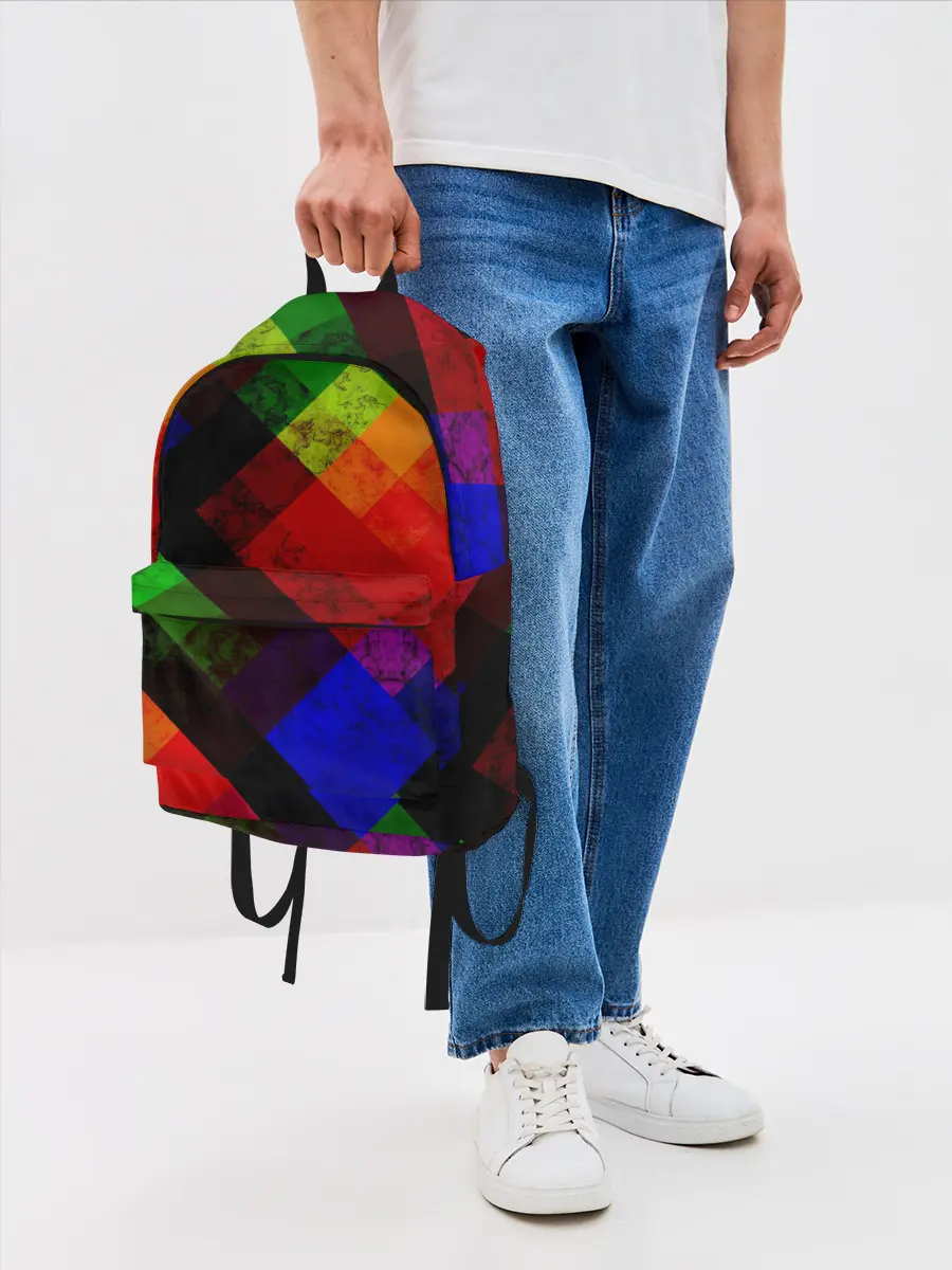 Рюкзак джинсовый / Яркий геометрический узор