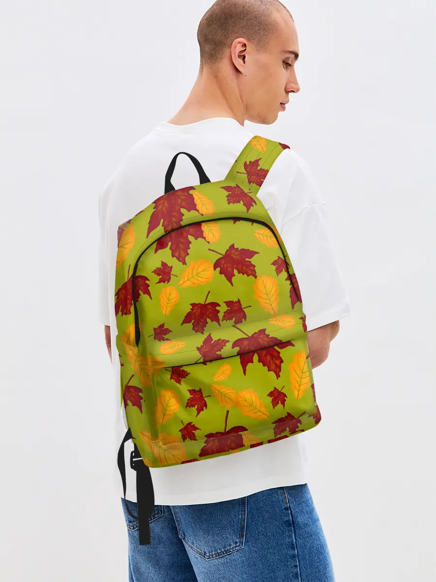 Рюкзак джинсовый / осенние листья клён и дуб