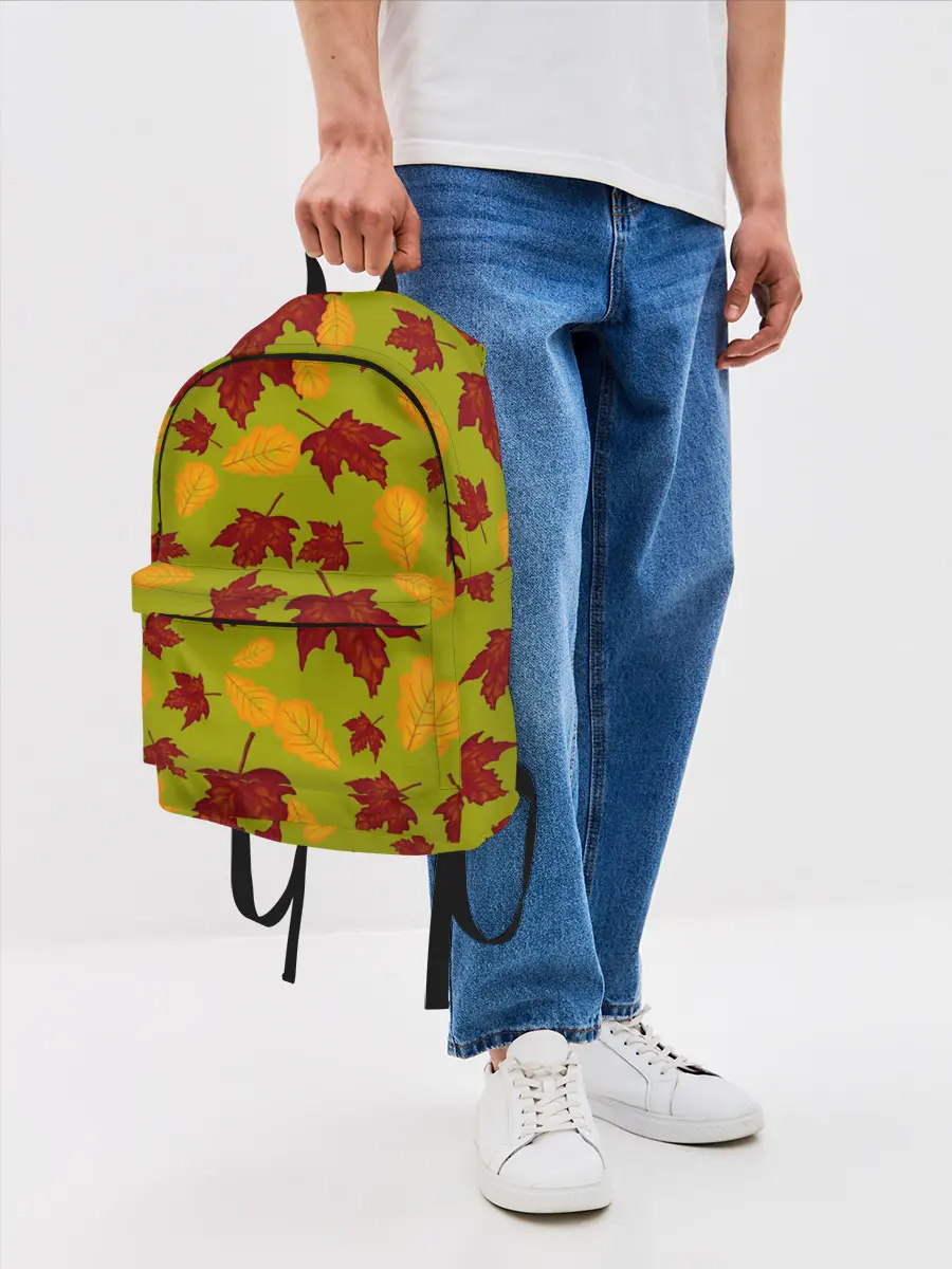 Рюкзак джинсовый / осенние листья клён и дуб