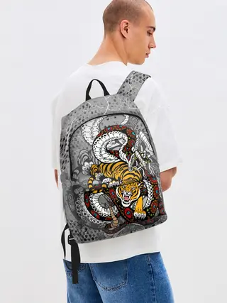 Рюкзак джинсовый / Змея и Тигр|Tiger Snake Fight