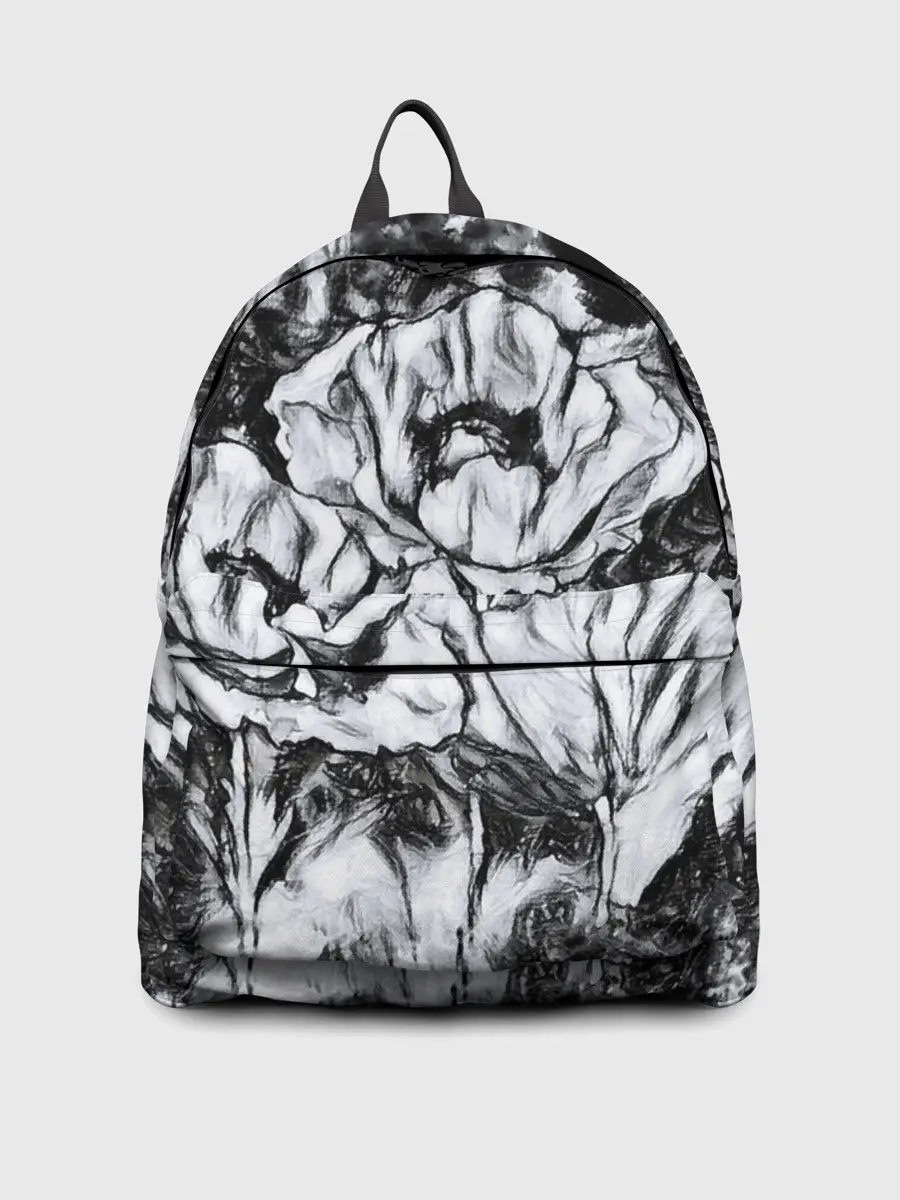 Рюкзак джинсовый / Черно-белый узор. Маки.