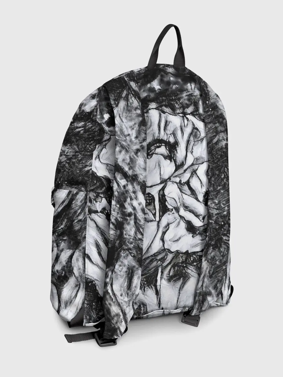 Рюкзак джинсовый / Черно-белый узор. Маки.