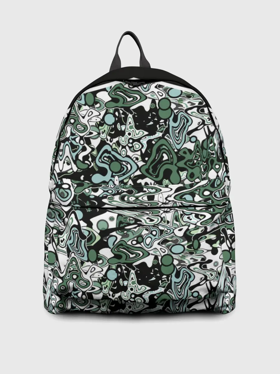 Рюкзак джинсовый / Черно-зеленые каракули