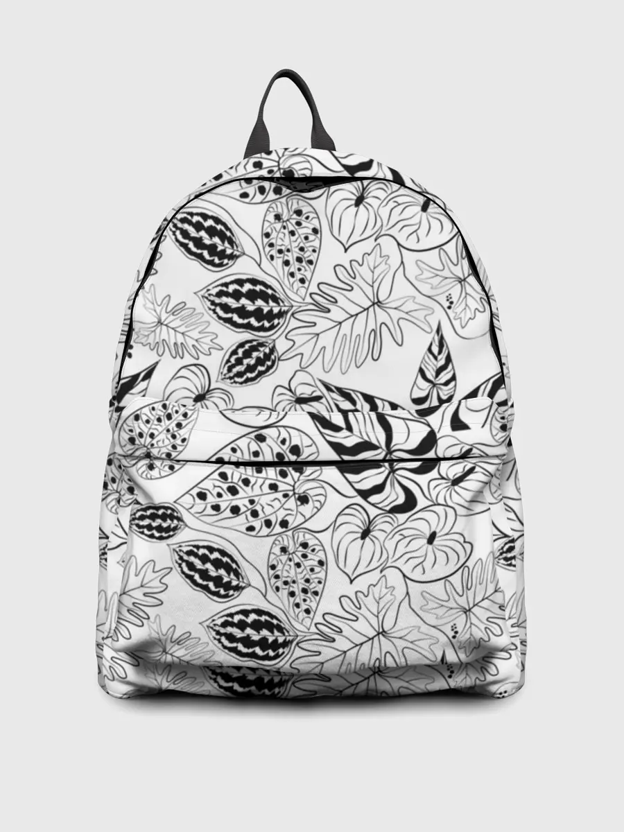 Рюкзак джинсовый / Черно-белый узор Тропики