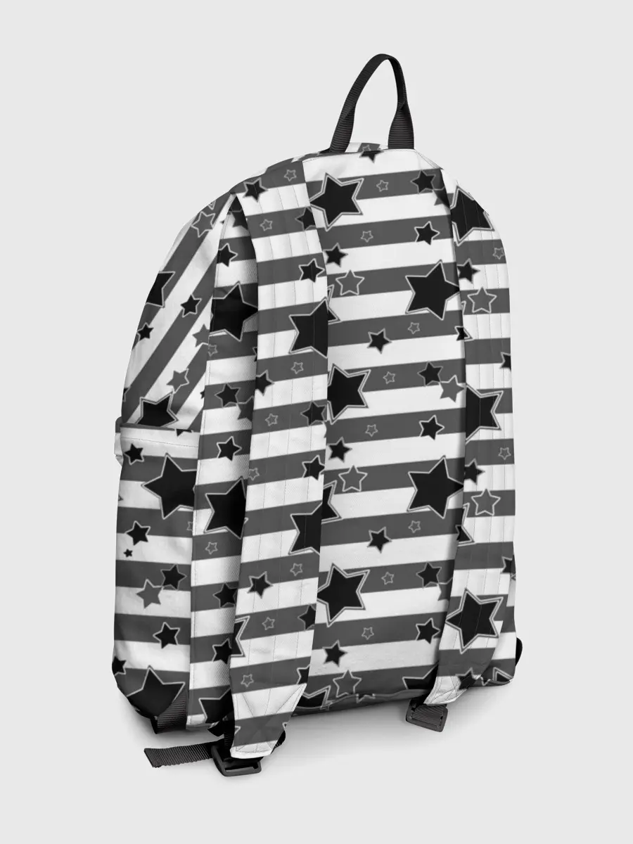 Рюкзак джинсовый / Черно-белый полосатый узор