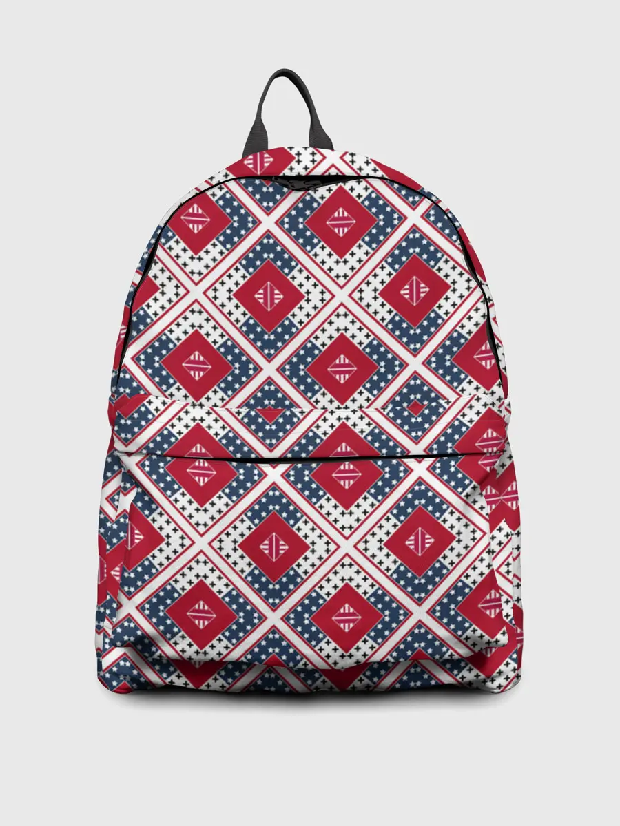 Рюкзак джинсовый / Красно-синий плед -клетка