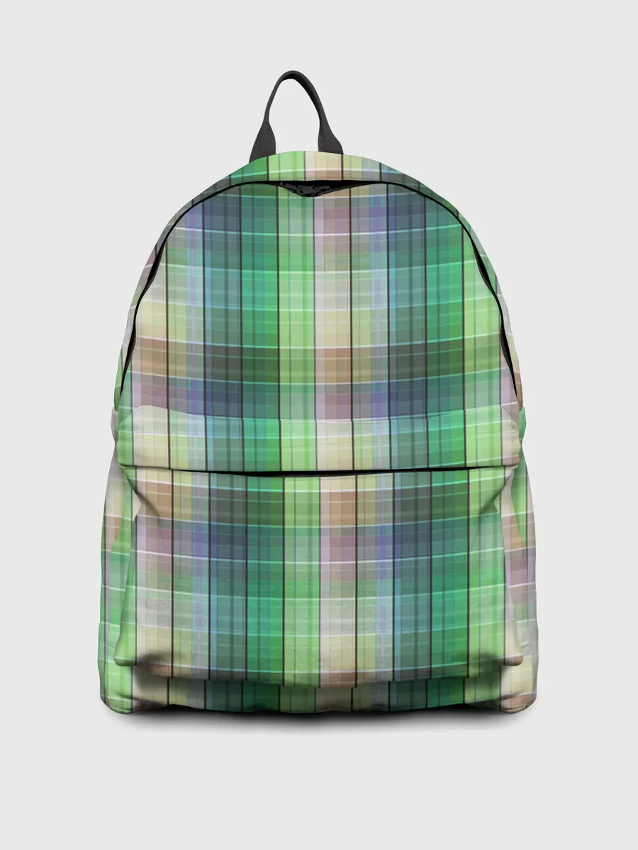 Рюкзак джинсовый / Зеленый клетчатый узор