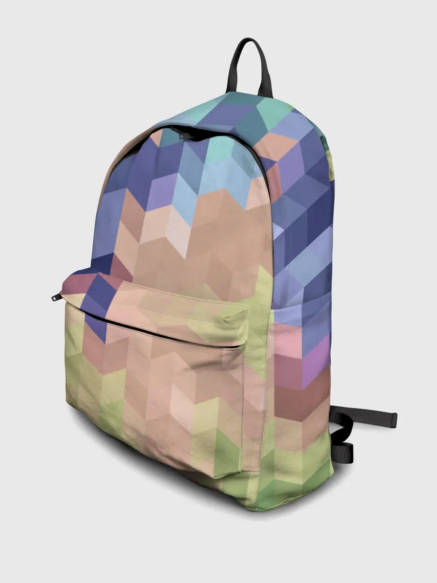 Рюкзак джинсовый / Абстрактный бежево-синий узор