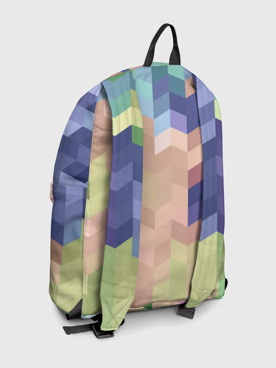 Рюкзак джинсовый / Абстрактный бежево-синий узор