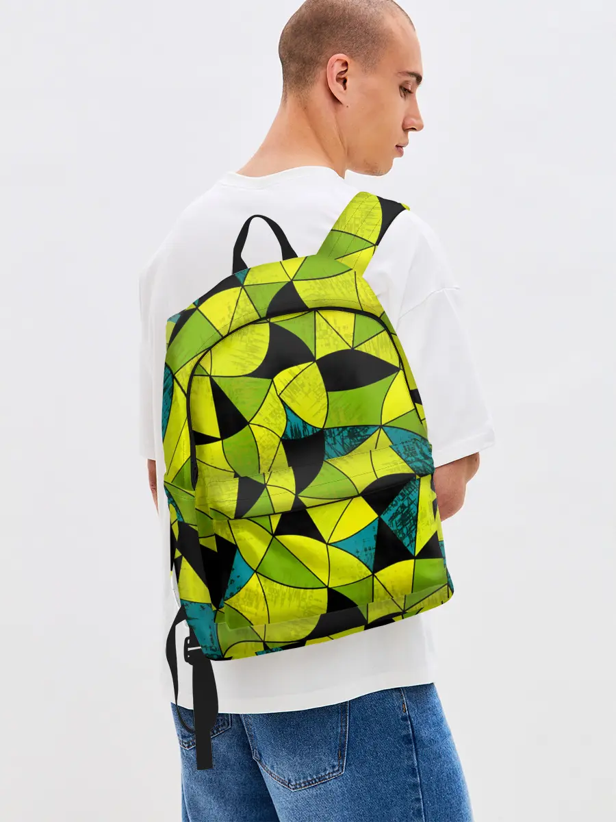 Рюкзак джинсовый / Гранжевый яркий зеленый