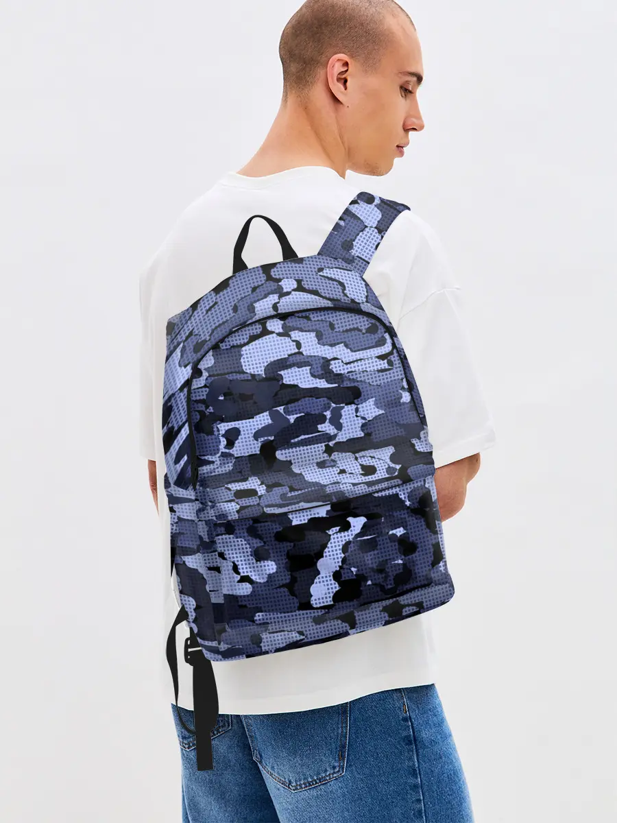 Рюкзак джинсовый / Синий камуфляж в клетку