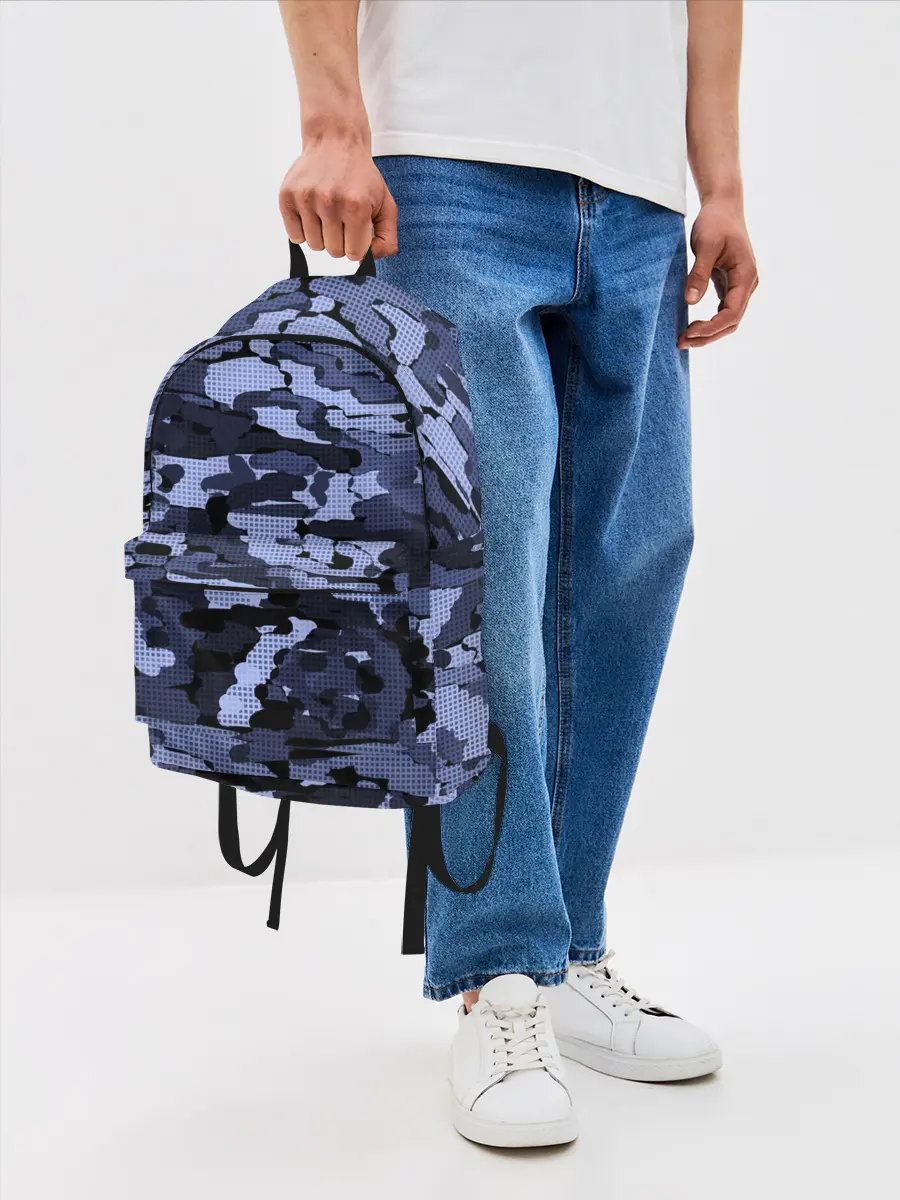 Рюкзак джинсовый / Синий камуфляж в клетку