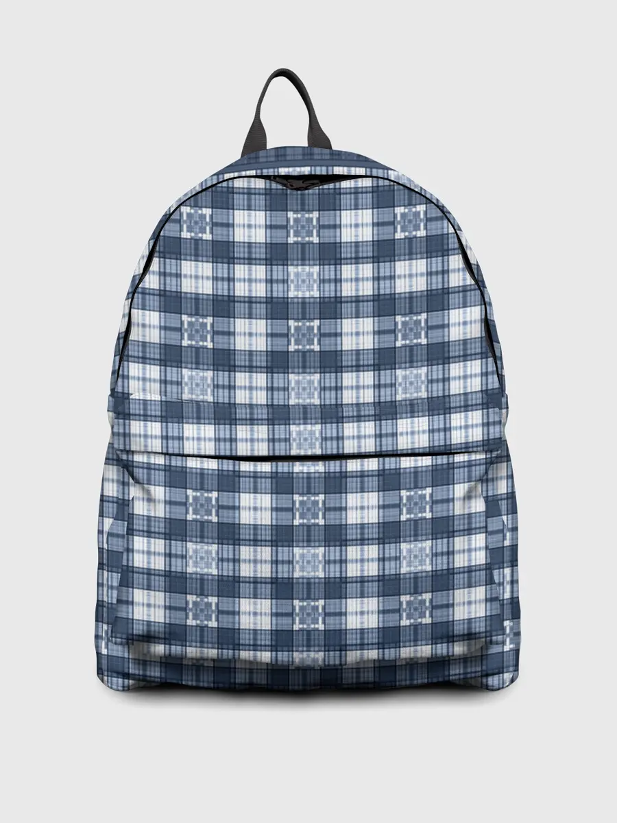 Рюкзак джинсовый / Синий узор в клетку