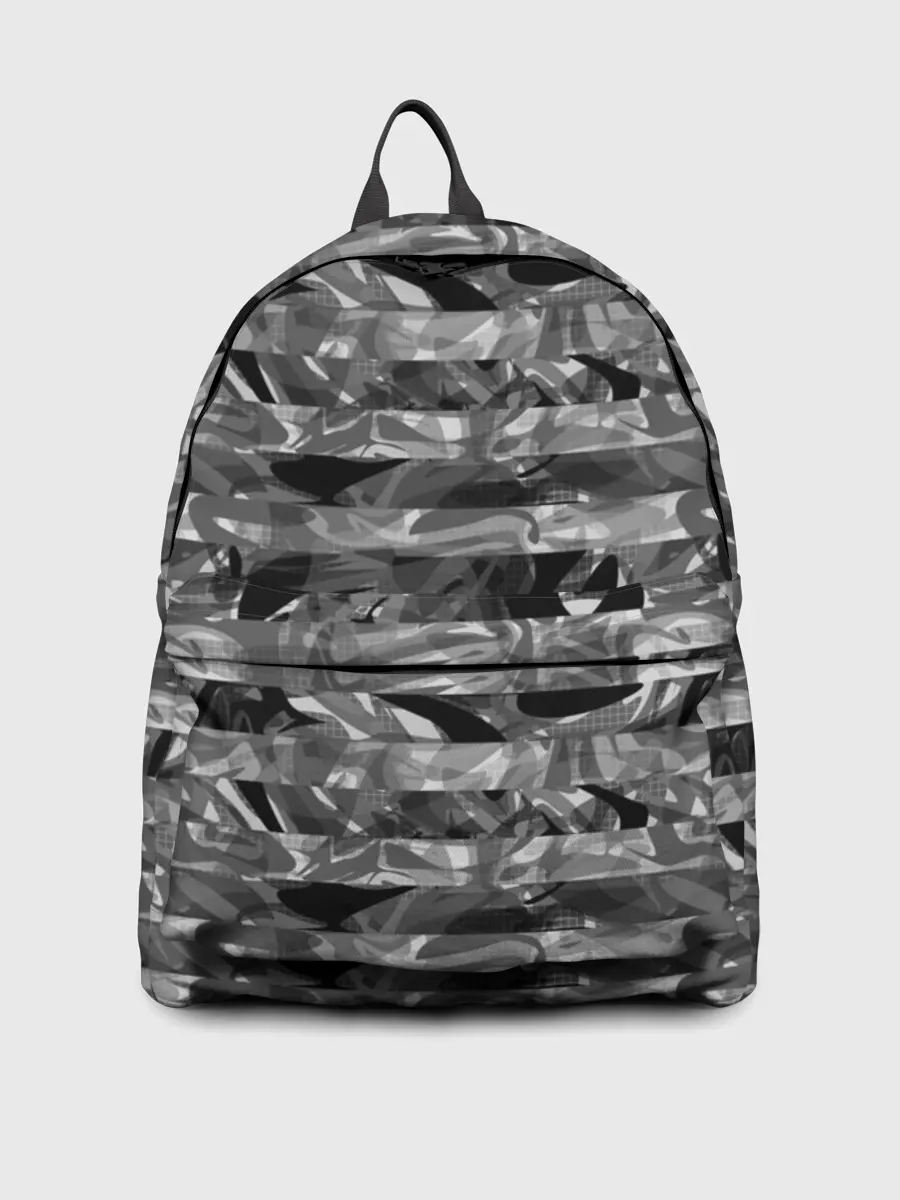 Рюкзак джинсовый / Черно -белый полосатый узор