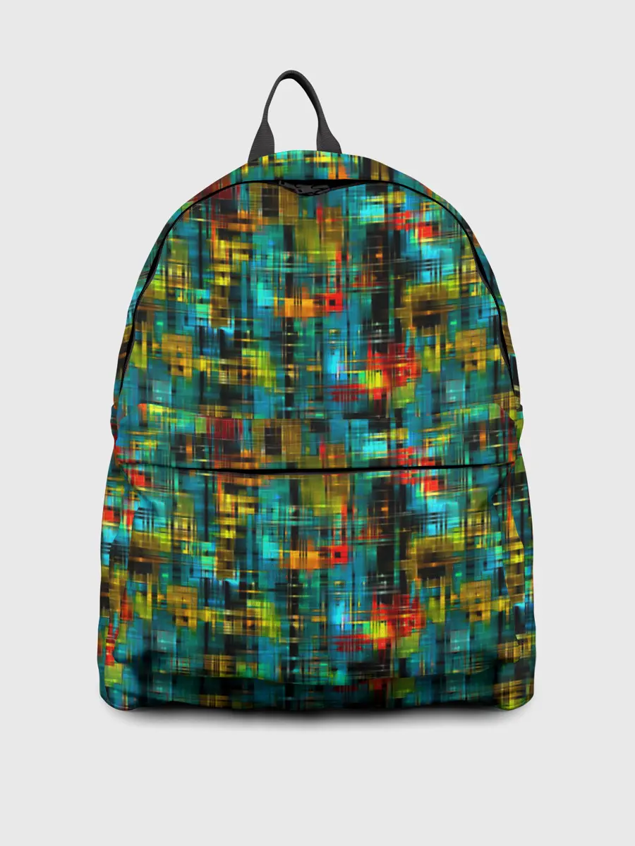 Рюкзак джинсовый / Разноцветные штрихи на бирюзе