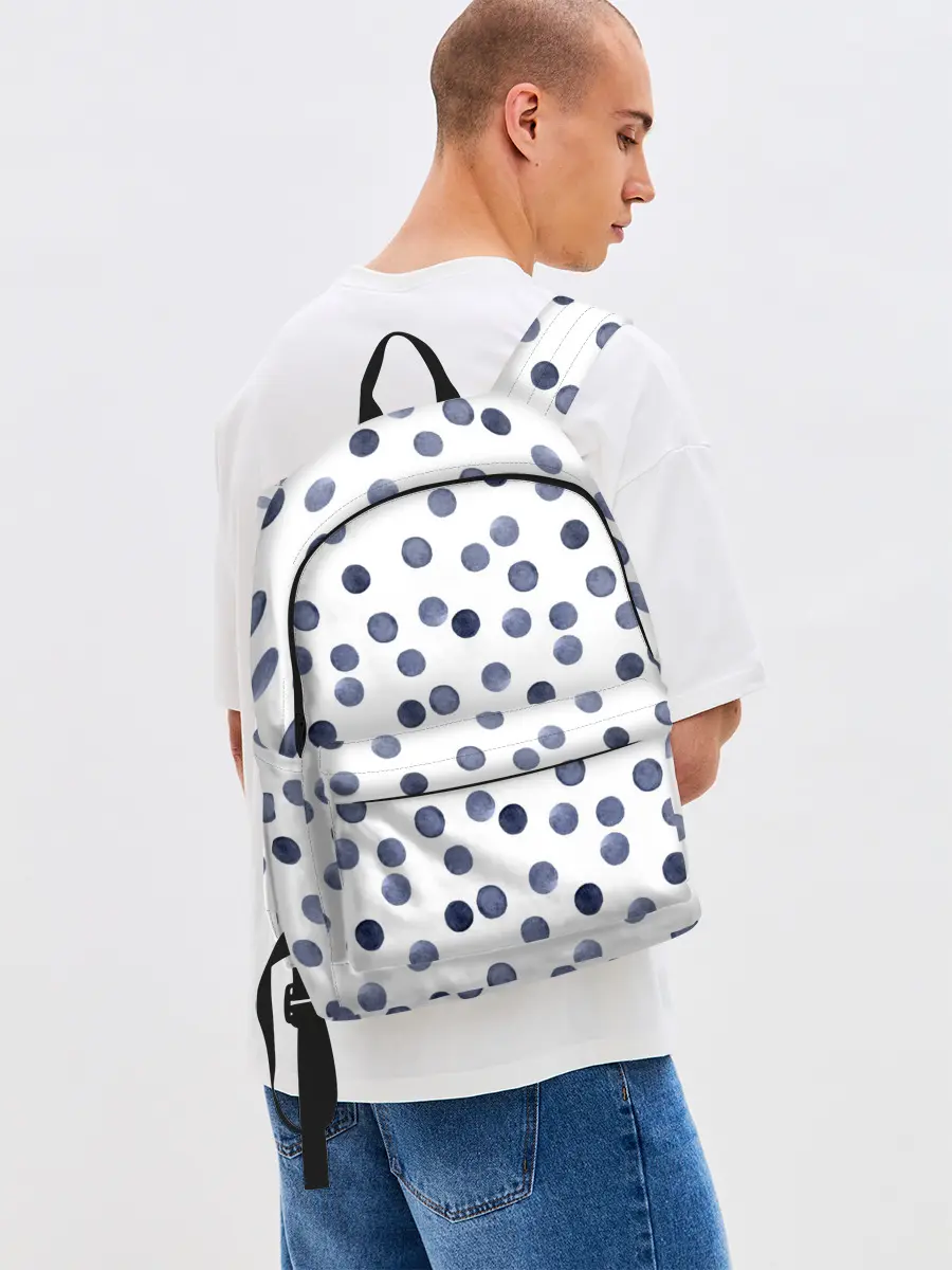 Рюкзак джинсовый / Акварельный синий горох