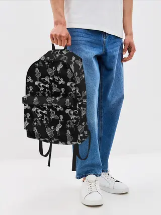 Рюкзак джинсовый / Экзотические птицы . Скетч