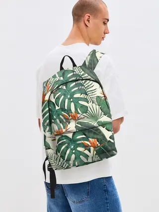 Рюкзак джинсовый / Тропический паттерн