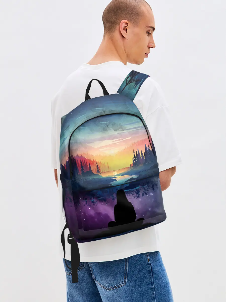 Рюкзак джинсовый / ПЕЙЗАЖ НАД ЗВЕЗДАМИ