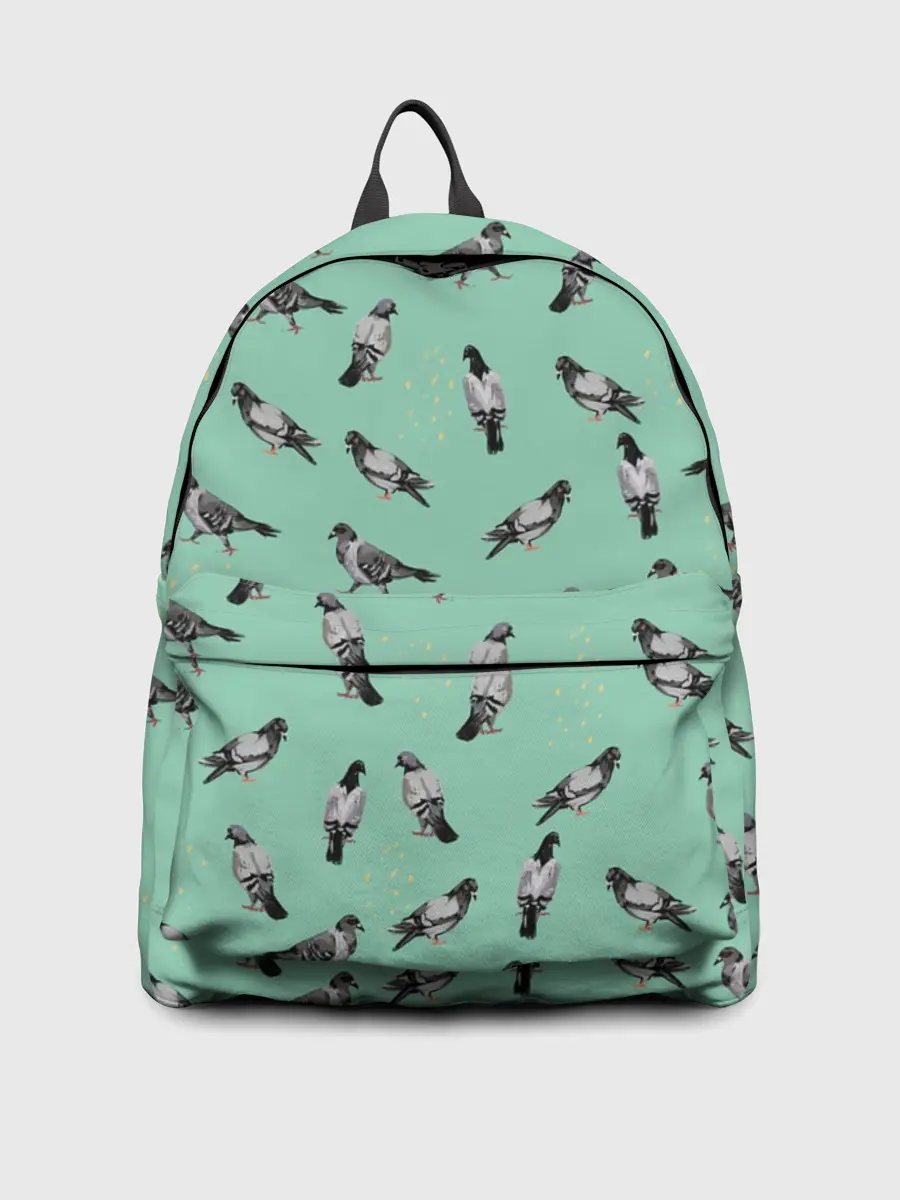 Рюкзак джинсовый / Голуби на зеленом
