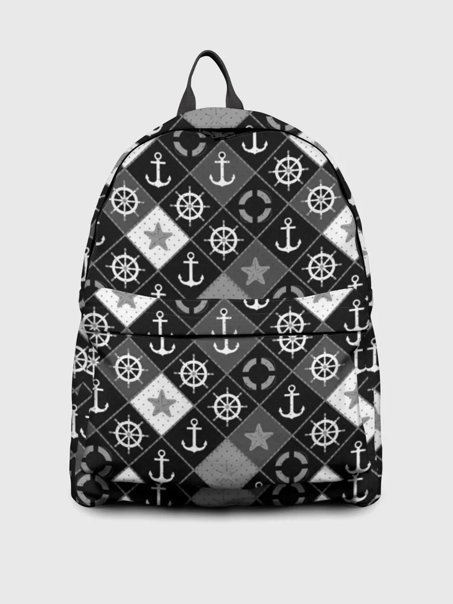 Рюкзак джинсовый / Черно-белый морской плед