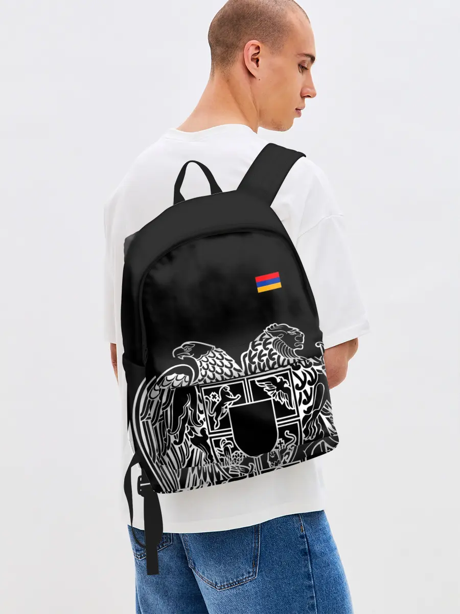 Рюкзак джинсовый / Герб Армении и флаг