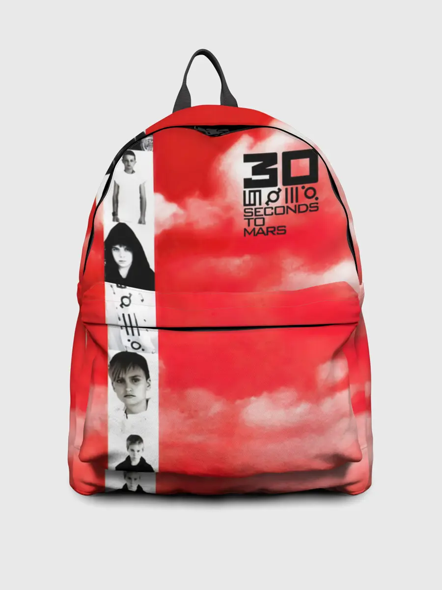 Рюкзак джинсовый / 30 Seconds to Mars красное небо