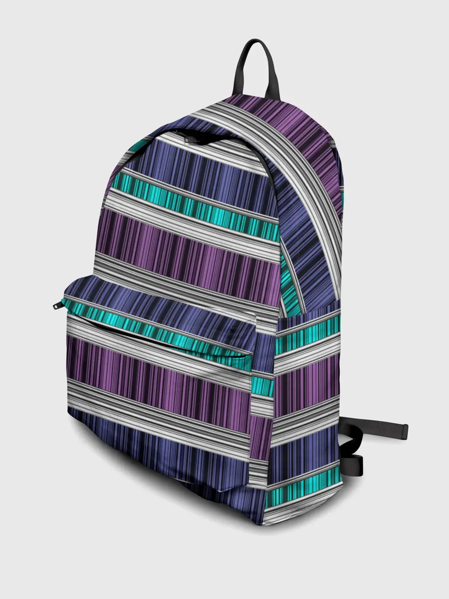 Рюкзак джинсовый / Бирюзово-сиреневый полосатый