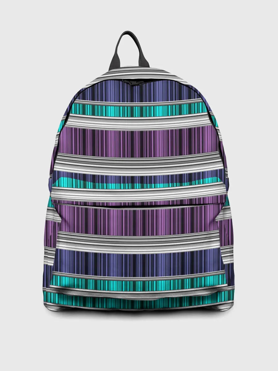 Рюкзак джинсовый / Бирюзово-сиреневый полосатый