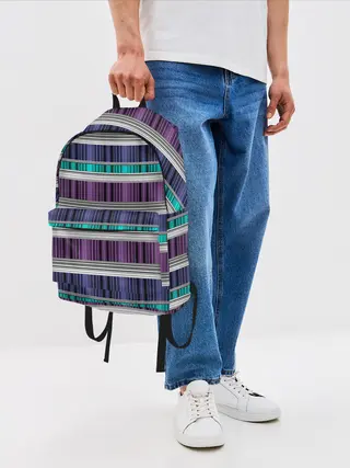 Рюкзак джинсовый / Бирюзово-сиреневый полосатый
