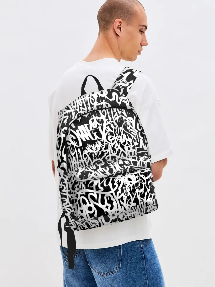 Рюкзак джинсовый / Graffiti white on black