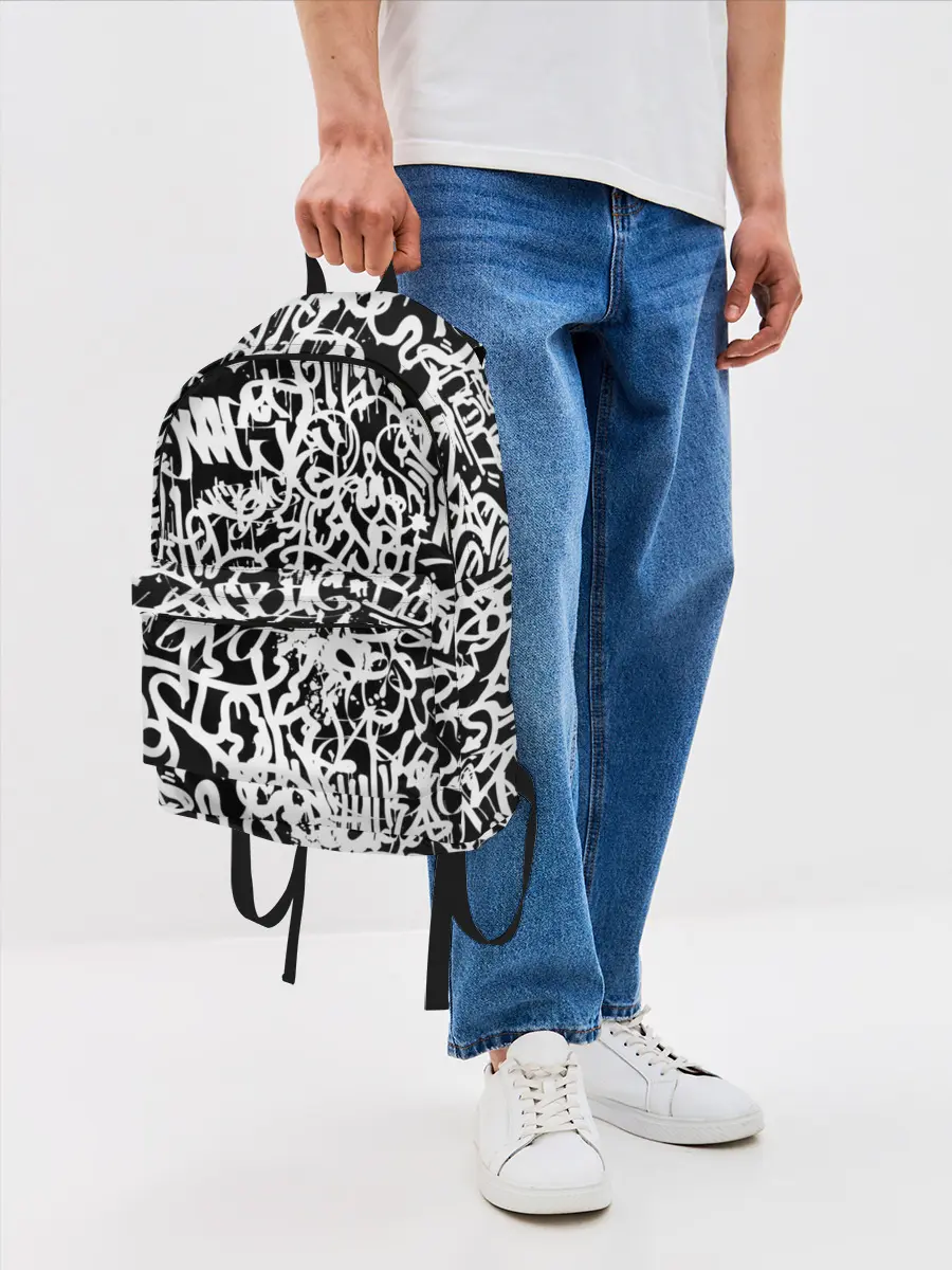 Рюкзак джинсовый / Graffiti white on black