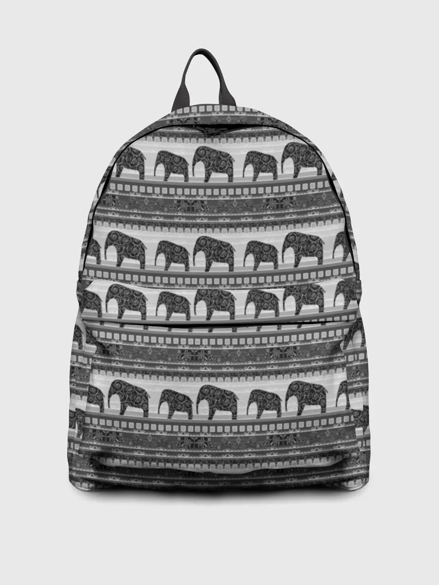 Рюкзак джинсовый / Черно-белый узор слоны