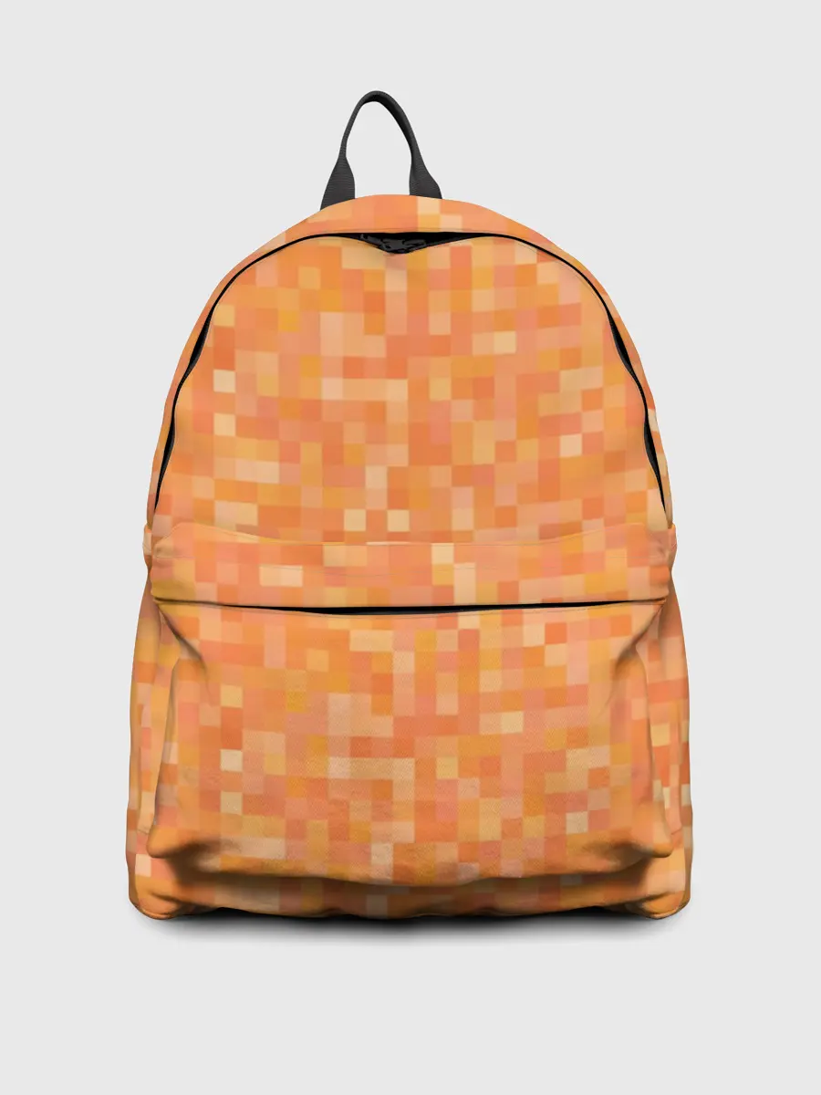 Рюкзак джинсовый / Оранжевая пиксель абстракция