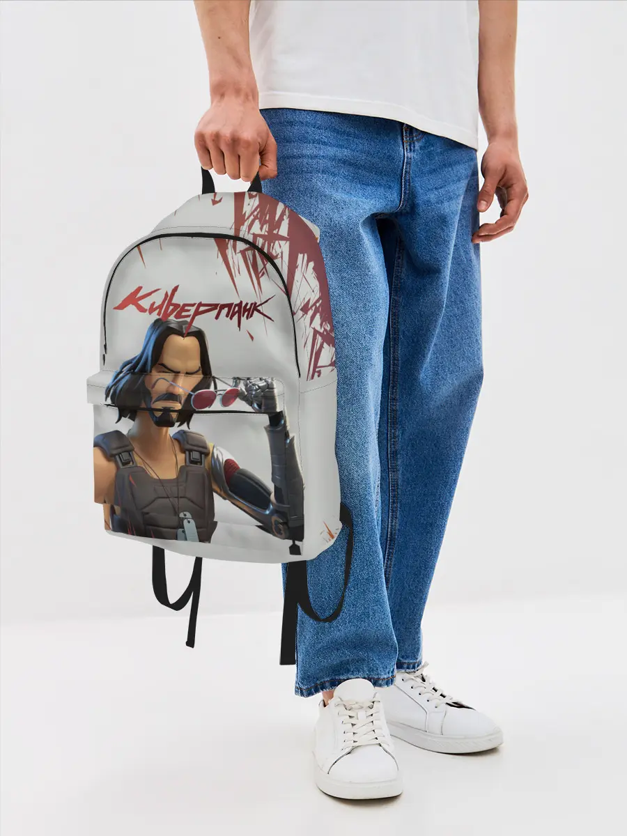 Рюкзак джинсовый / КИАНУ РИВЗ | КИБЕРПАНК