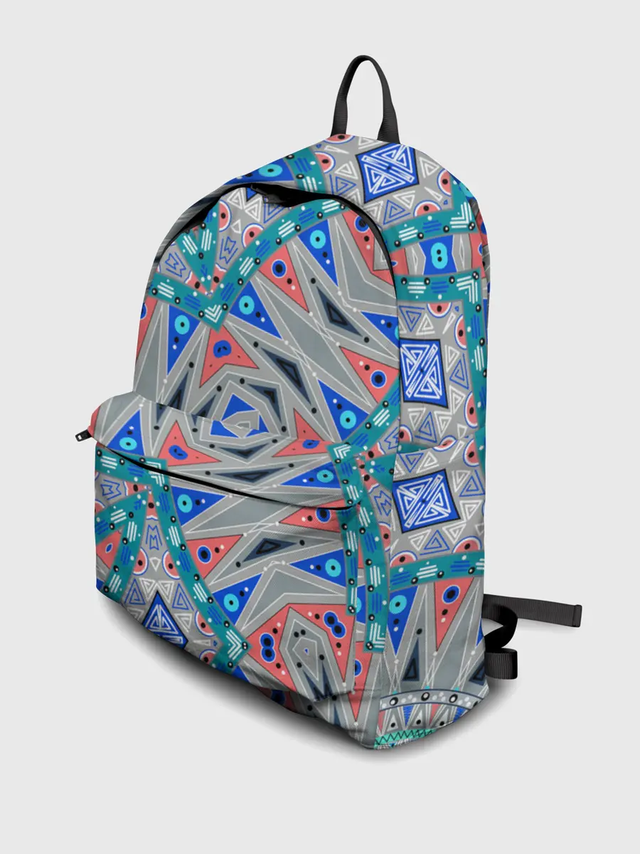 Рюкзак джинсовый / Серо-синий абстрактный узор