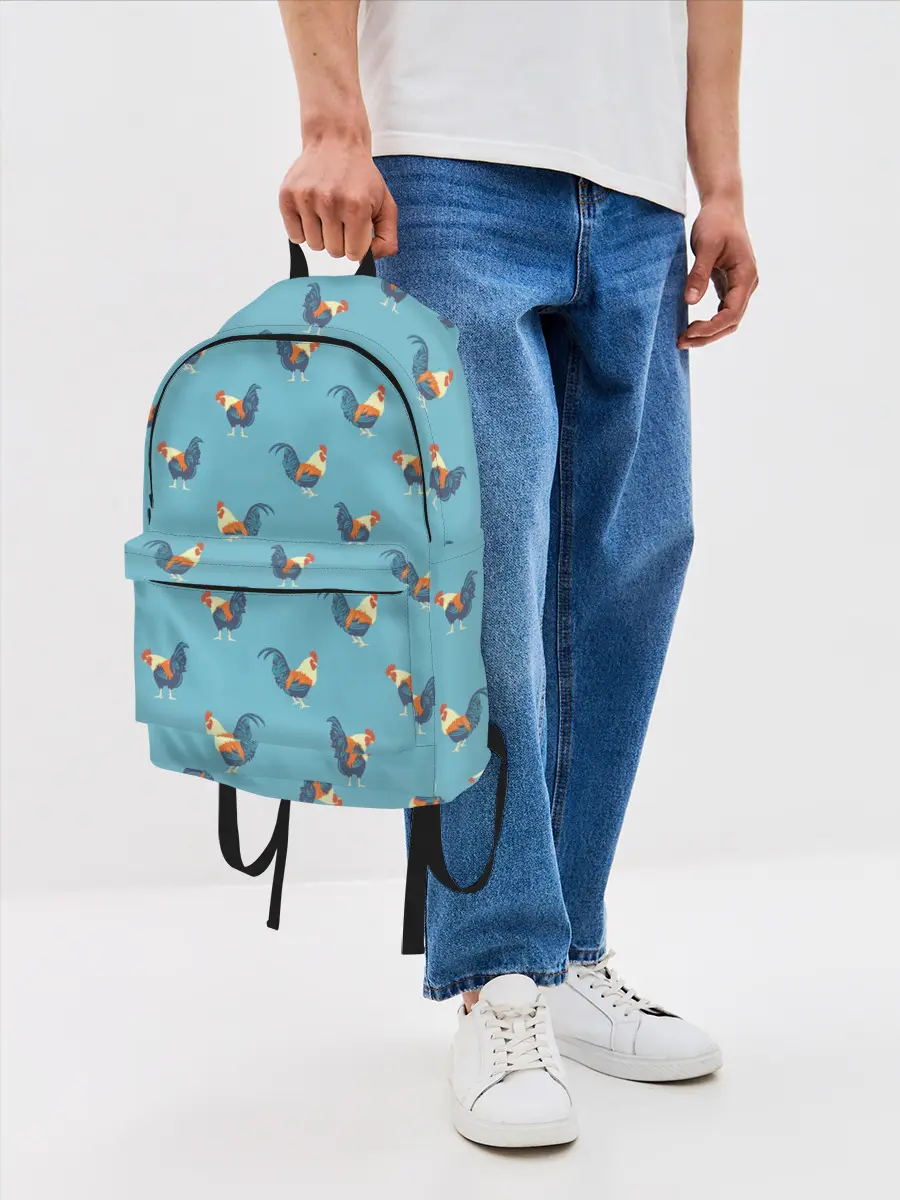 Рюкзак джинсовый / Петушки паттерн