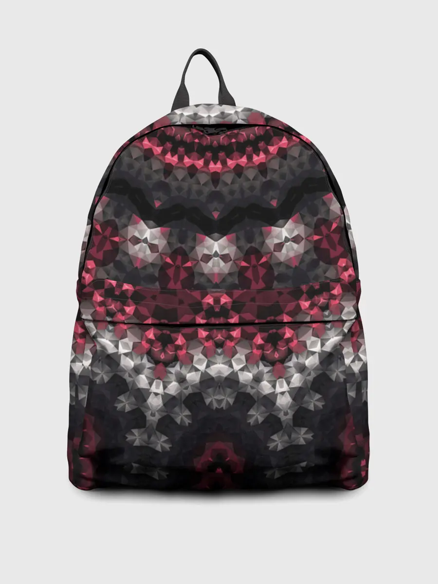 Рюкзак джинсовый / Красно-черный мозаичный узор