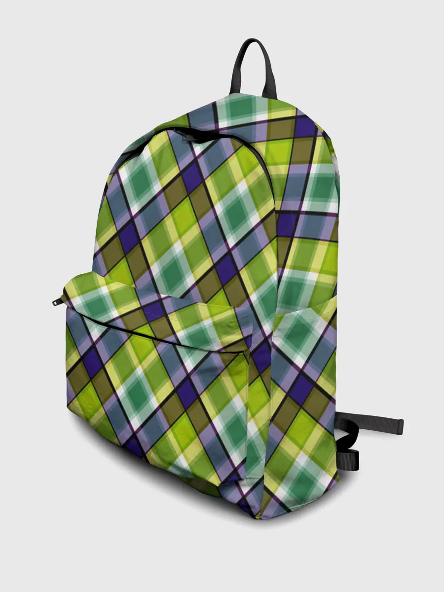 Рюкзак джинсовый / Крупный клетчатый косой узор