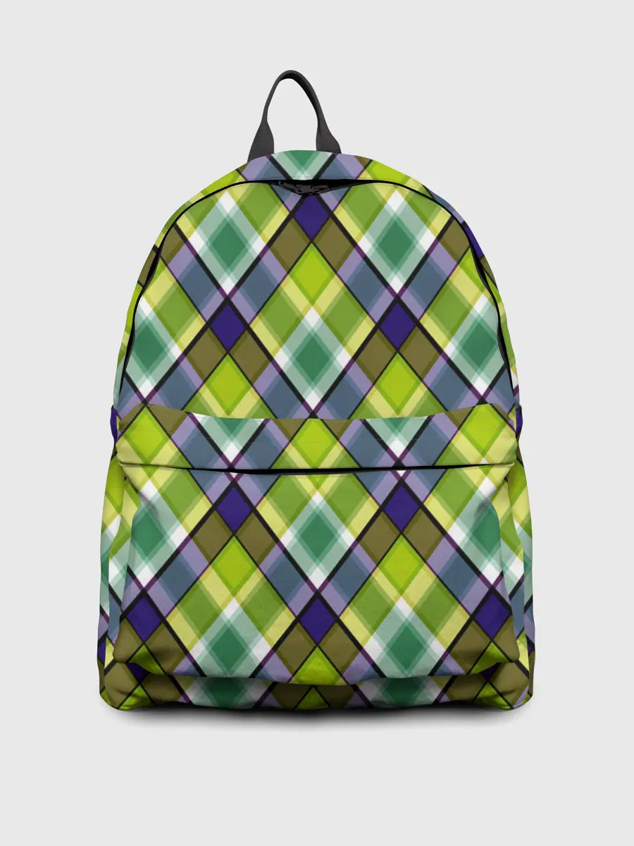 Рюкзак джинсовый / Крупный клетчатый косой узор