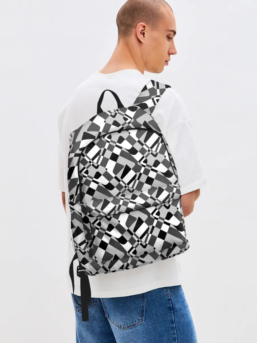 Рюкзак джинсовый / Черно-белый абстрактный узор