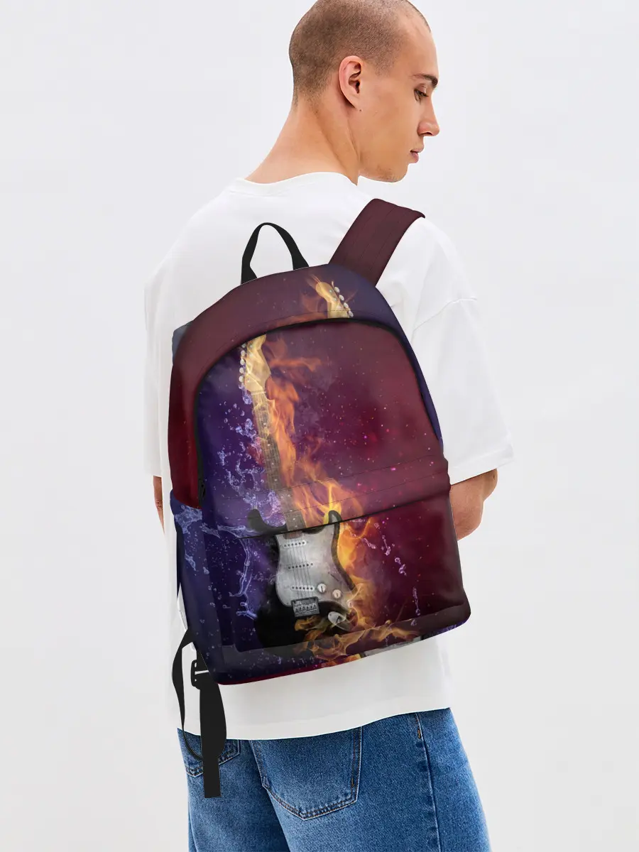Рюкзак джинсовый / Гитара - Огонь и вода