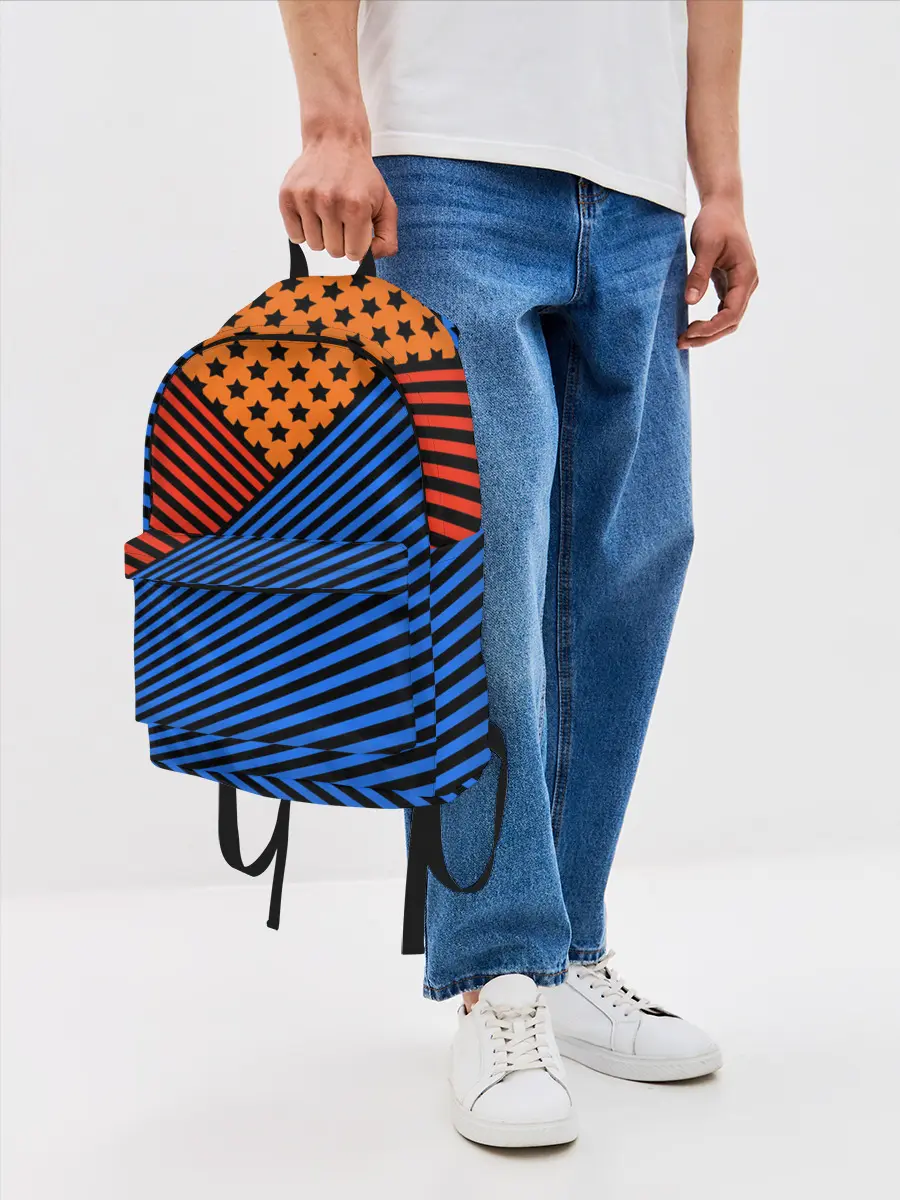 Рюкзак джинсовый / Комбинированный полосатый узор