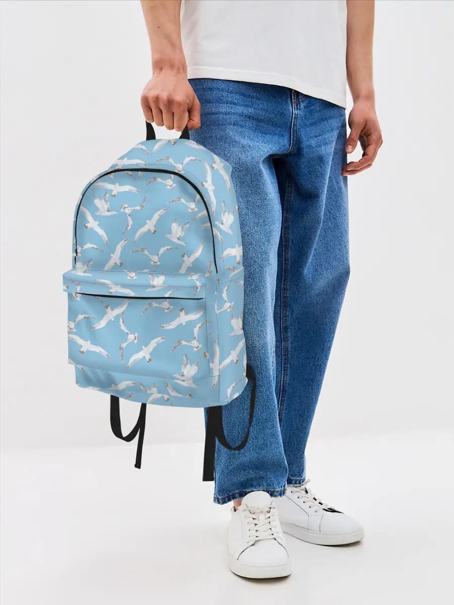 Рюкзак джинсовый / Чайки в небе паттерн